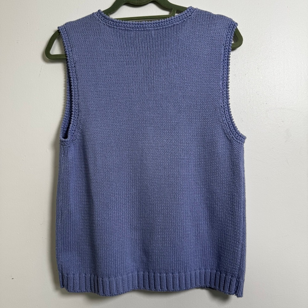 The Tog Shop Sweater Vest M Periwinkle Blue Floral‎ Embroidered Button Front - Picture 4 of 8